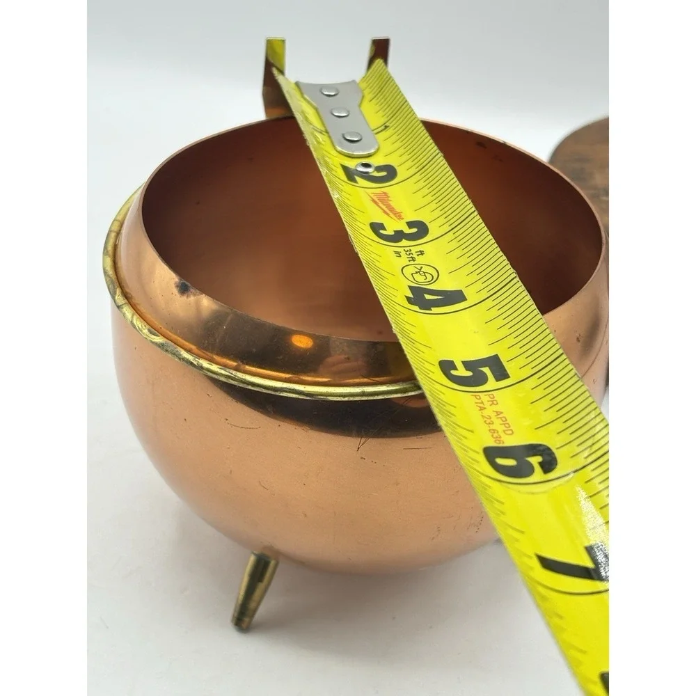 VINTAGE COPPERCRAFT GUILD COPPER CALDERON POT BASKET BRASS HANDLE TAUNTON MASS